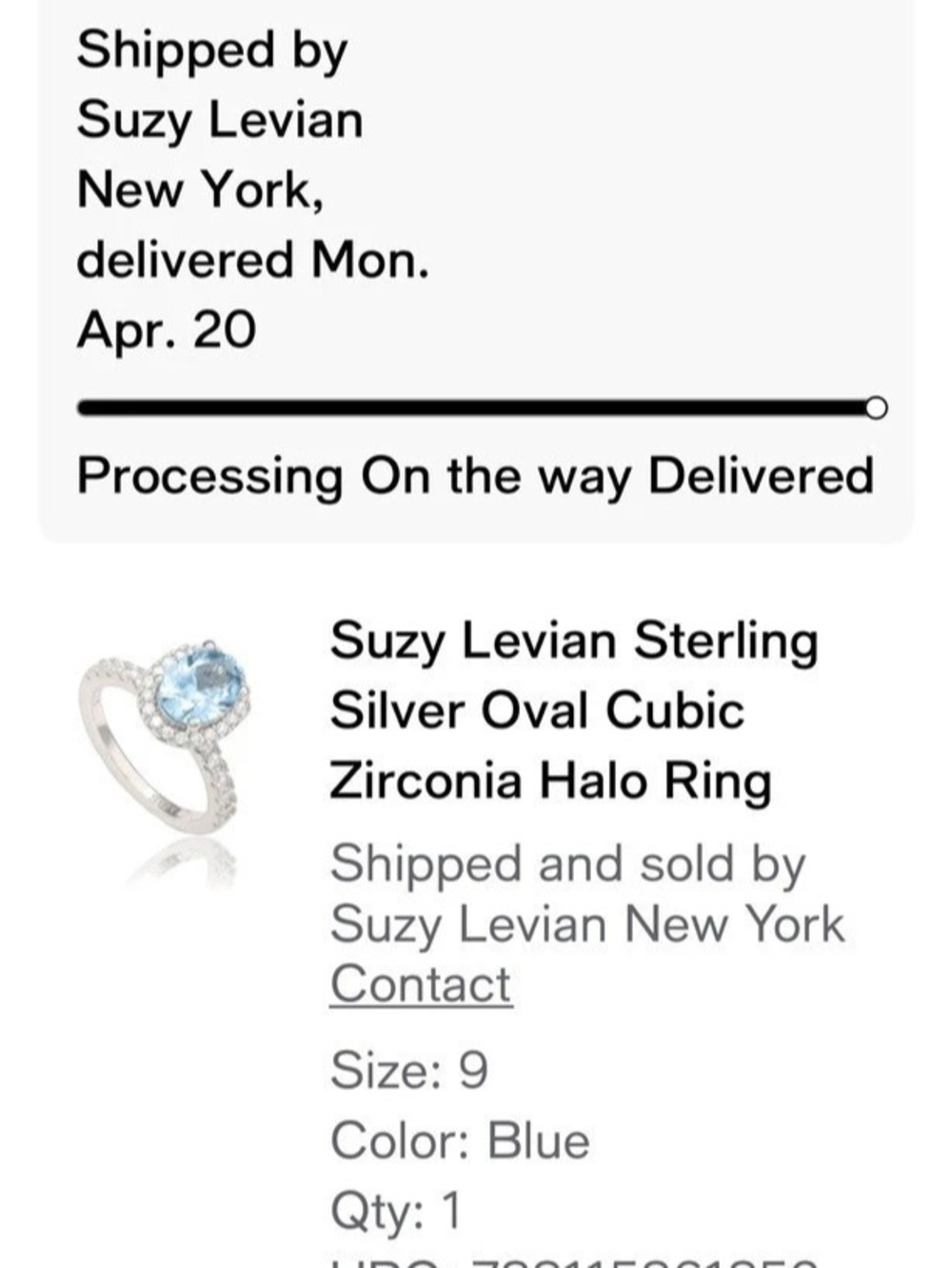 Suzy Levian Sterling Silver Oval Cubic Zirconia Halo Ring Blue Size 9
